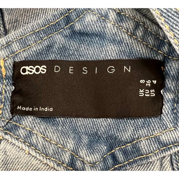 ASOS Design Distressed Denim Overalls Skinny Blue Womens US 4 - Picture 3 of 5